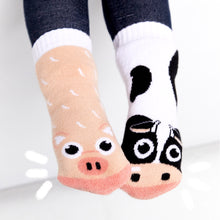 Load image into Gallery viewer, Cow &amp; Pig Non-Slip Mismatched Kids Socks