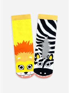 Lion & Zebra Mismatched Kids Socks