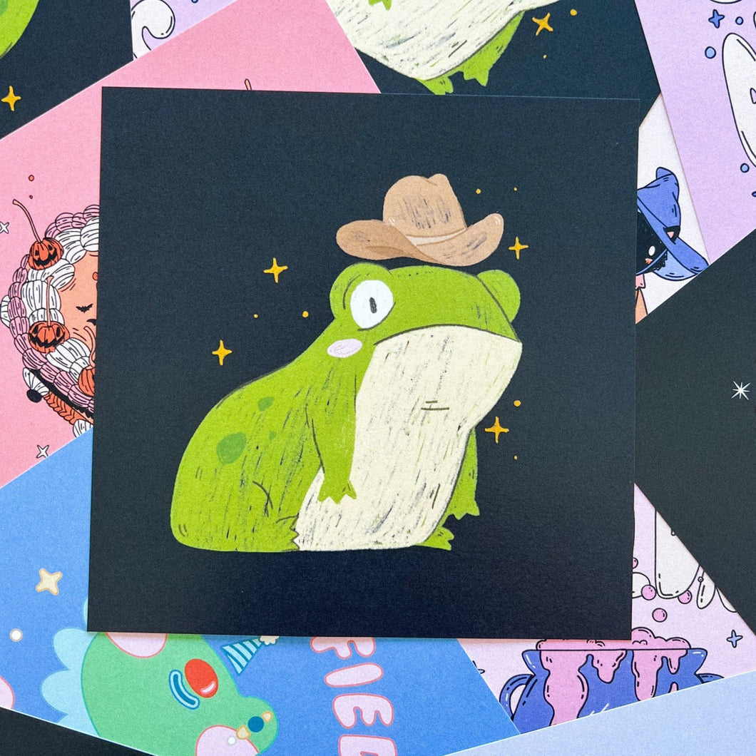 Yeehaw Frog 8x8 Print