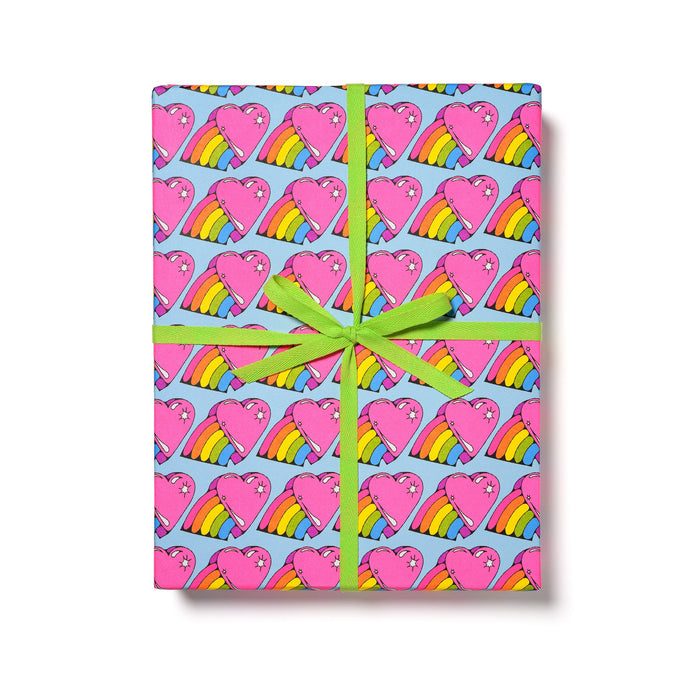 Rainbow Hearts wrapping paper