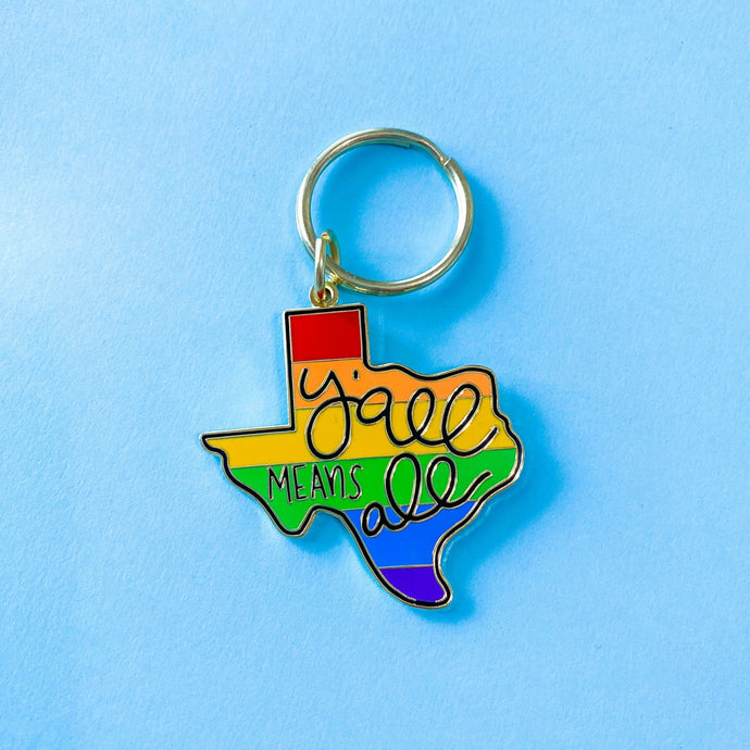 Y'all Means All Texas Rainbow Keychain