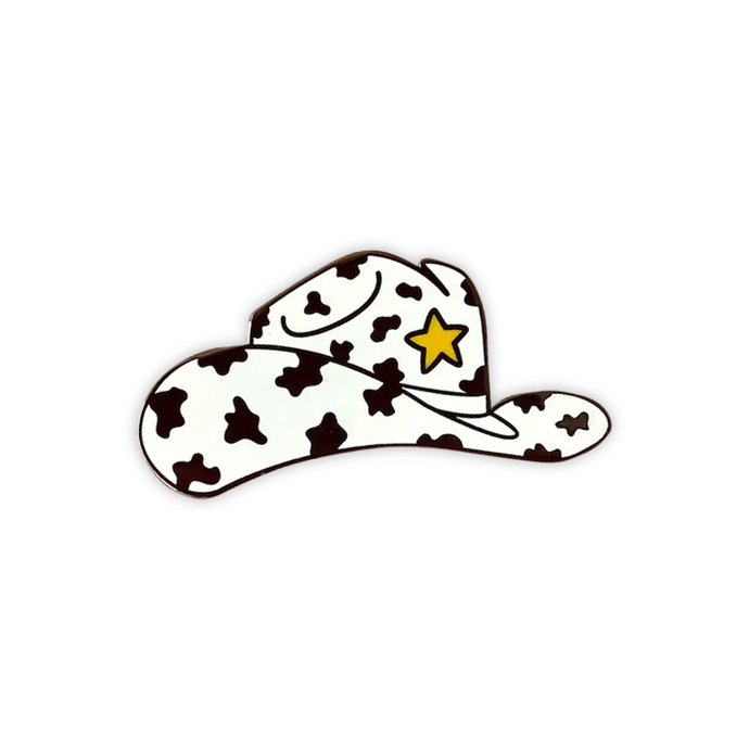 Cow Print Cowboy Hat Enamel Pin